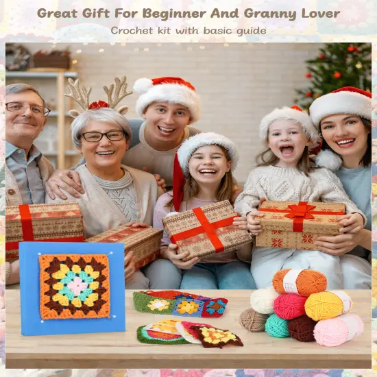 Katech Beginner Crochet Kit for Adults & Kids - Granny Square Blanket & Bags Kit {3}