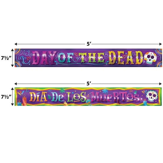 12 Pack Bulk Day Of The Dead Metallic Banner Set {6}