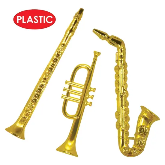 36 Pack Bulk Gold Plastic Musical Party Instruments 1 SIDED {4}