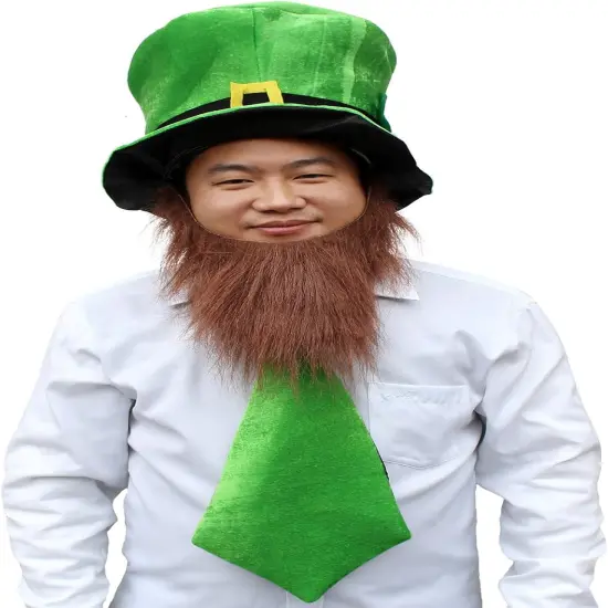St. Patrick's Day Party Costume Suit Hat, Bow, Bow Tie, Beard, Scarf (Hat, Beard, Tie, Bow tie) {2}