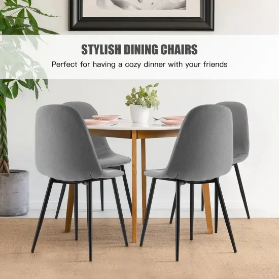 Dining Chairs Set of 4 with Black Metal Legs-Grey {6}