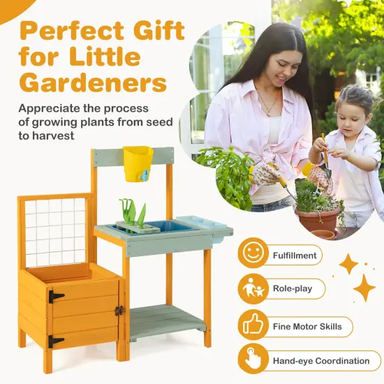 Kids Outdoor Potting Bench with See-Through Window {6}
