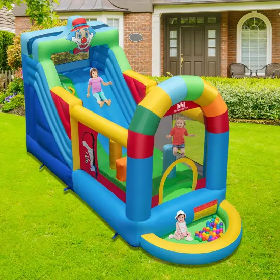 Inflatable Bounce House Obstacle Course with Ball Pit and Silde with 735W Blower {2}