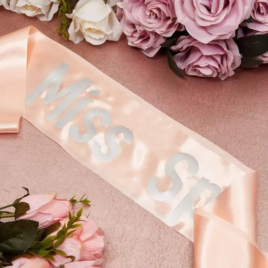 Shell Pink Satin Sashes for Pageants, Bachelorette Party, Prom (4 x 33 in, 24 Pack) {3}