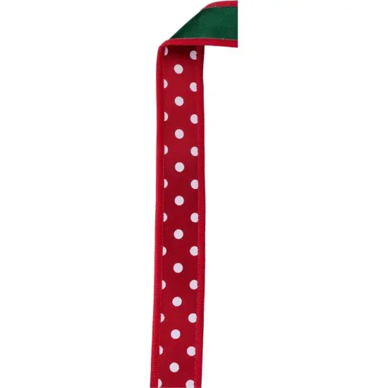 7/8" Small Polka Dot Fused Ribbon: Green/Red (10 Yards) {2}