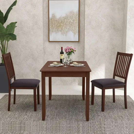 Upholstered Modern Dining Chair Set of 2 with Slanted High Backrest-Brown {2}