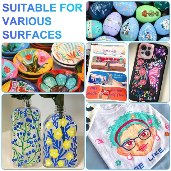 Acrylic Paint Pens, 50 Colors Dual Tip Markers with Fine and Brush Tip, Premium Marking Pens Set for Rock, Wood, Plastic, Fabric Painting and DIY Crafts {6}