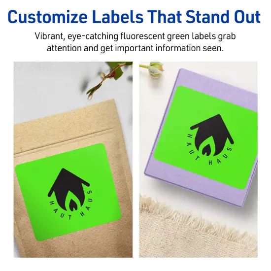 Avery Neon Green Paper Labels, 4" x 3" Rectangle {3}