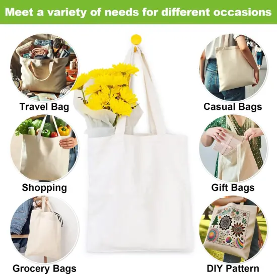 Canvas Tote Bag - 4 PCS Cotton Canvas Reusable Grocery Shopping Blank Tote Bag with Handles for Crafts DIY, Gift, Advertising Promotion Activity {3}