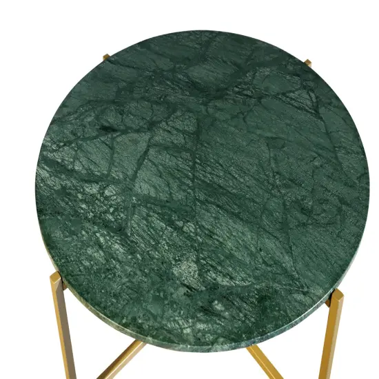 Green Marble Nesting Table with Golden Metal Frame (17" Height) | Elegant & Sturdy Side Table | Luxurious Space-Saving Design | Perfect for Living Room, Bedroom, Office & Home D&eacute;cor {3}