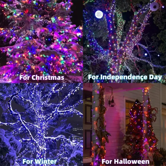 66ft Christmas Decorative Mini Lights, 200 LED RGB Changing 7 Functional Green Wire Fairy Halloween Lights with Remote Timer, Plug in Indoor Outdoor Xmas Wedding Party Decor {5}