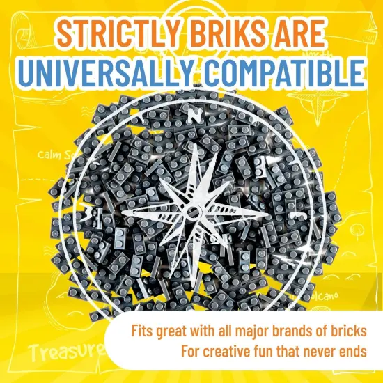 Strictly Briks Classic Flat Bricks Starter Kit, Gray, 288 Pieces, 1x2 Inches, Building Creative Play Set for Ages 3 and Up, 100% Compatible with All Major Brick Brands Grey {4}