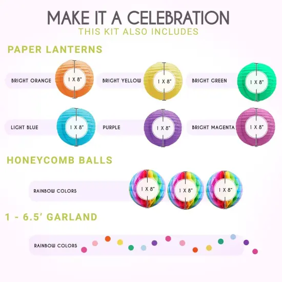 EpiqueOne 30-Piece Rainbow Party Decoration Kit | Create a Splash With a Rainbow of Colors in Your Celebrations | Easy to Assemble | For Birthdays, Bridal Showers, Baby Showers, Weddings & More {4}