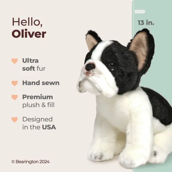 Bearington Collection Oliver The French Bulldog Plush, 13 Inch French Bulldog Stuffed Animal, For Ages 3-14 Multicolor {2}