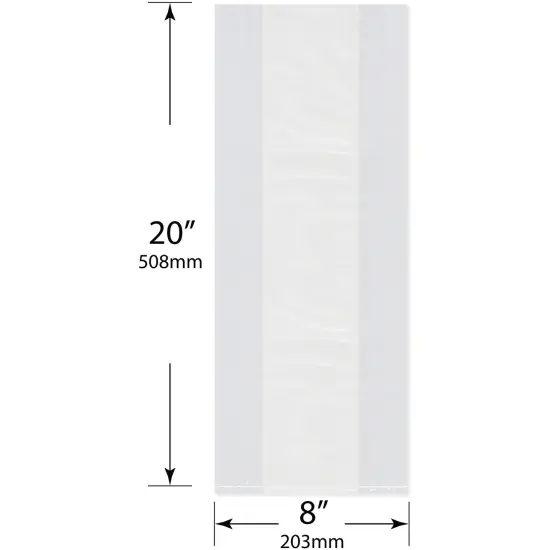 Plymor 8" x 4" x 20" (Pack of 100), 1 Mil Gusseted Plastic Bags {3}