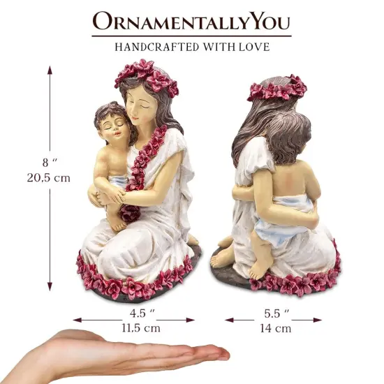 A Mother&rsquo;s Embrace Figurine, 8" Child and Mom Heartwarming Tabletop Statue Decoration {3}