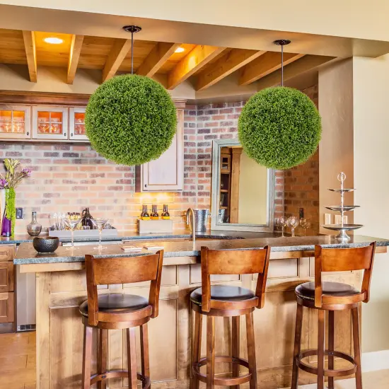 2 Pieces 20 Inch Artificial Plant Boxwood Topiary Ball Indoor and Outdoor Decoration {3}