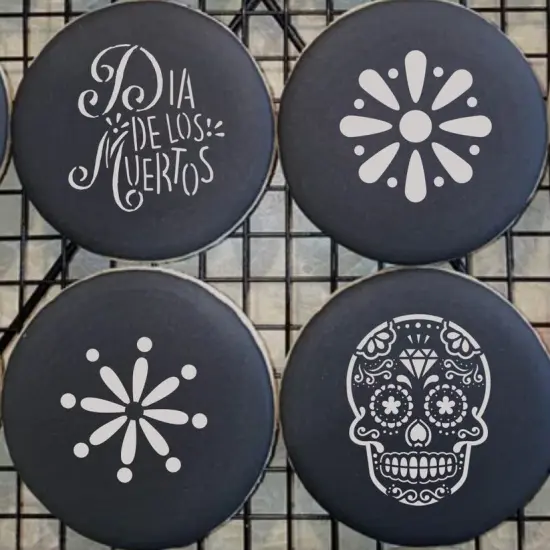 Sugar Skull 4 Piece Cookie Stencil Bundle {3}