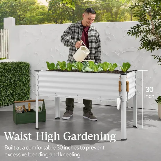 Best Choice Products 48x24x30in Elevated Galvanized Metal Garden Bed w/ Corner Protectors White {3}