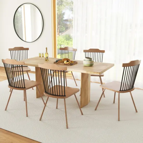 Dining Chair with Spindle Back and Ergonomic Contoured Seat Set of 2-Natural {5}