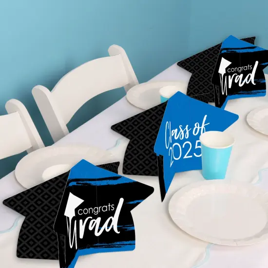 Big Dot of Happiness 8 Count Blue Graduation 3D Centerpiece Table Decorations, Freestanding Class of 2025 Grad Party Centerpieces {6}