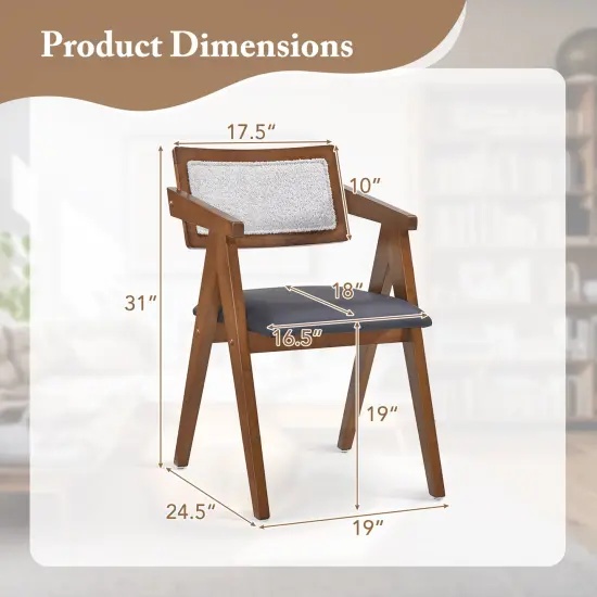 Walnut Wooden Mid-Century Accent Chairs with Leathaire Seat Cushions, Set of 2 {4}