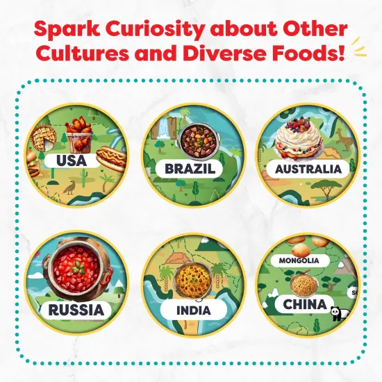 Baketivity Food Around the World Kids Puzzle - 24&rdquo; x 36&rdquo; Floor Puzzle for Kids Ages 6-8+ World Map Puzzle with Flags and Food - 156 Piece Educational Jigsaw Puzzle {4}