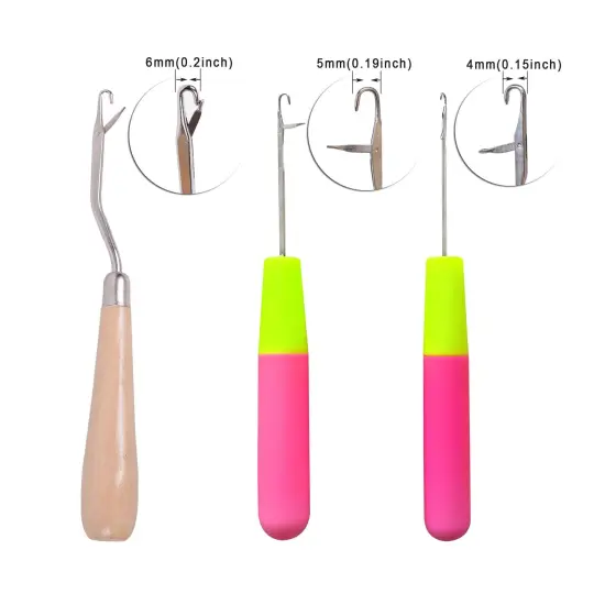5 Pcs Different Sizes Latch Hook Set Latch Hook Crochet Needle Dreadlocks Crochet Hook Bent Latch Hook for Braid Hair and Carpet Crafts Making {6}