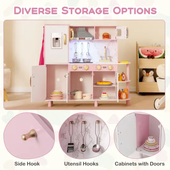 Wooden Kitchen Playset with Ice Maker, Sounds, and Accessories for Ages 3+ {5}