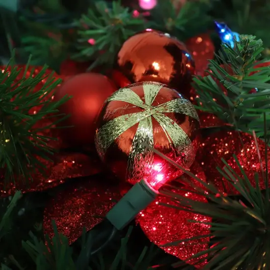 Red Glitter Poinsettia Flower Picks with Ornament Balls &ndash; Set of 12, Christmas Floral Decorations {4}