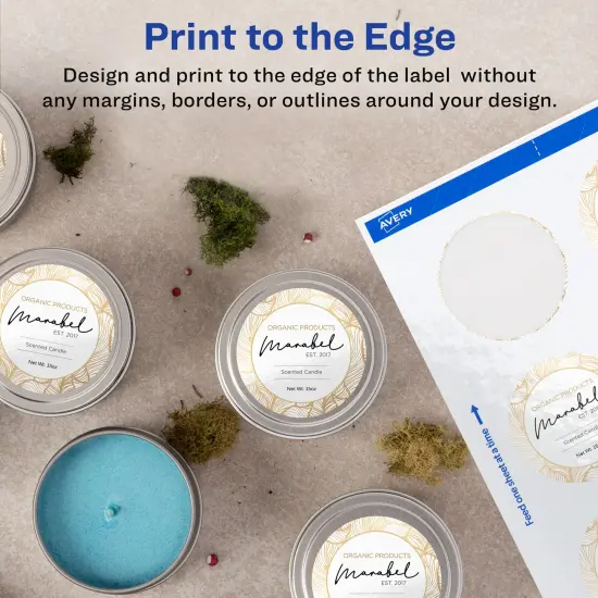 Avery Printable Round Labels with Sure Feed, 2" Diameter, Glossy White, 60 Customizable Labels (22817) {3}