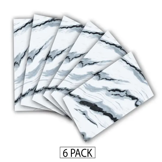 6 Pack of Marble Peel and Stick Backsplash Waterproof Washroom Wall Panels - 11.8"x23.6" White Marble {2}