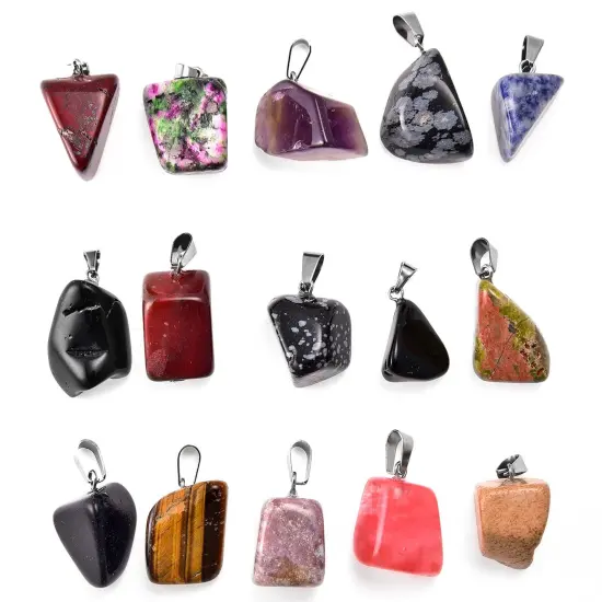 50 Pieces Mixed Stone Beads Crystal Stone Pendants Quartz Charms with Storage Bag for Jewelry Making (Irregular Style) {2}
