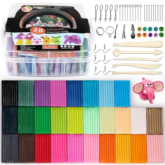 Polymer Clay Starter kit, Oven Bake Modeling Clay with Sculpting Tools, 28 Colors,1.7 lb {1}