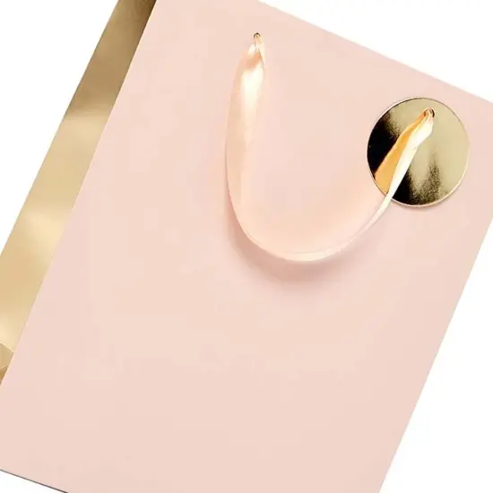 Two-Tone Metallic Totes for Stylish Gift Bags 10 1/4'' x 4 3/4'' x 12 5/8'' Pink {6}