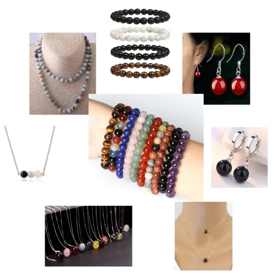 7 Chakra Natural Stone Beads Mixed 100pcs 8mm Round Genuine Real Stone Beading Loose Gemstone Amethyse Color DIY Smooth Beads for Bracelet Necklace Earrings Jewelry Making {2}