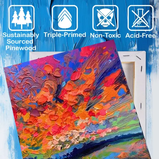 Stretched Canvases for Painting with 11x14 Inch, 5x7 Inch, 8x10, Painting Canvas for Acrylics,Oils & Other Painting Media, 5/8 Inch Profile 100% Cotton Artist Framed Canvas(3 Packs) {3}