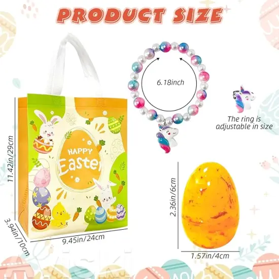 12Pcs Easter Surprise Eggs with Cute Bracelet & Ring Inside for Easter Theme Party Favors, Supplies for Easter Egg Hunt, Basket Stuffers/Fillers, Classroom Prize Supplies Toddler Boys Girls {4}