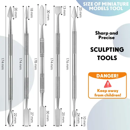 5 Pieces Miniature Sculpting Tools Set Mini Stainless Steel Double-Headed Tool for Model and Convert Plastic, Resin and Metal Tabletop War Game Miniatures Models {1}