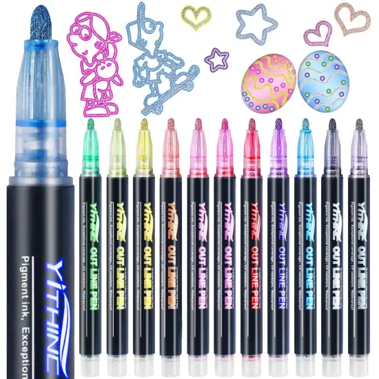Markers, 12 Glitter Metallic Coloring Doodle Gel Pens, Tween Teen Girl Easter Basket Stuffers Gifts Trendy Stuff, Cute School Art Craft Classroom Supplies Set for Kids Ages 4-16 {2}