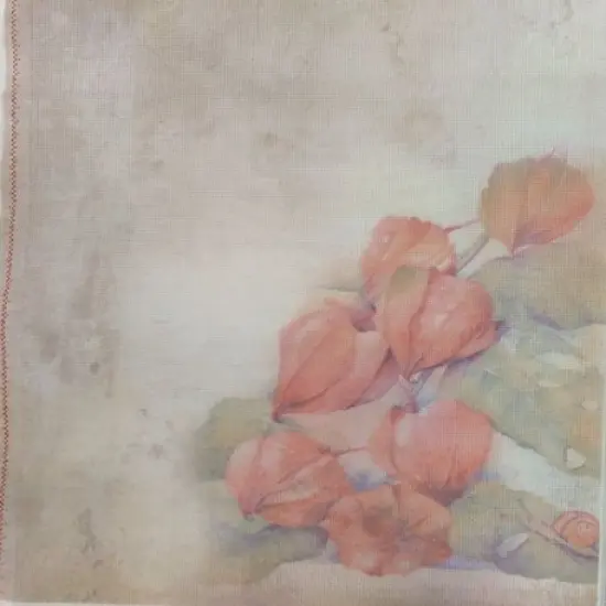 Autumn Petals Designer Printed AIDA Fabric. Canvas for embroidery with an applied backgroundKF-1310A {1}