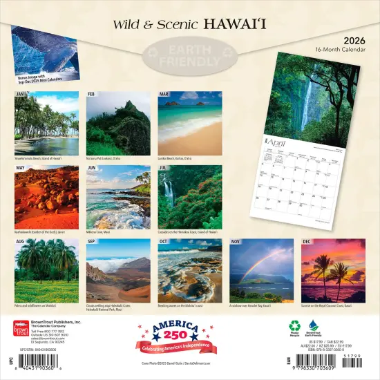 Hawaii Wild & Scenic | 2026 12 x 24 Inch (Hanging) Monthly Square Wall Calendar | Foil Stamped Cover | Plastic-Free {2}
