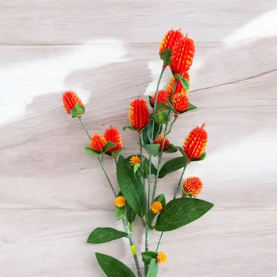 27'' Artificial Orange Globosa Spray - 7 Stems for Floral & Home Decor-63675OR {3}