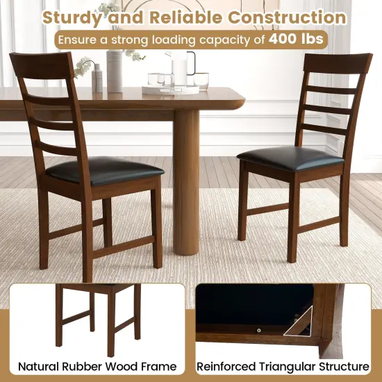 Wooden Dining Chair with Rubber Wood Frame Set of 2-Oak {6}