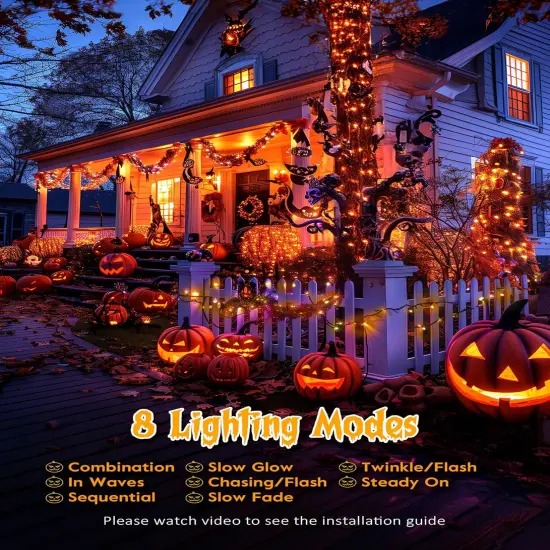 9.8Ft 120 LED Solar Fairy Lights, Halloween Lights {2}