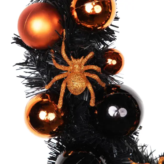 Northlight Spiders and Ornaments Halloween Wreath - 18" Orange and Black - Unlit {7}