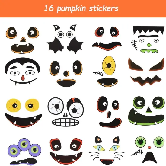 32 PCS Halloween Foam Pumpkin Craft Kit and Pumpkin Stickers {2}