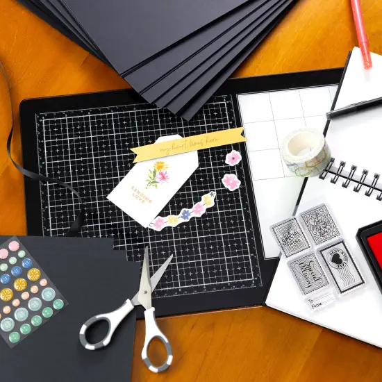 Cardstock 8.5 x 11 Paper Pack - 110 lb Card Stock for Crafts, Cardmaking, Scrapbooks - 50 Heavyweight Double Sided Sheets - Solid Core, 300 GSM, Midnight Black {4}