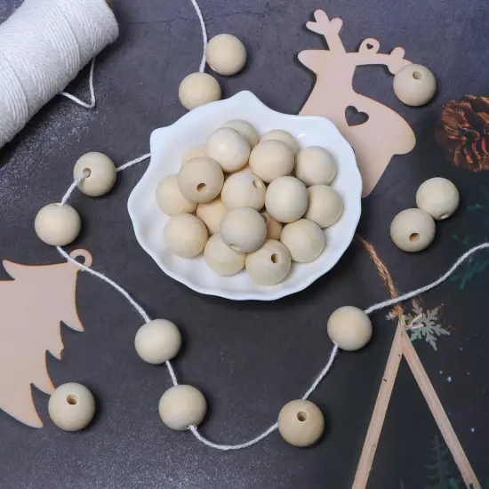 3/4"Wooden Round Beads 100pcs Unfinished Natural Loose Beads Spacer Beading Supplies Jewelry Findings Charms {3}