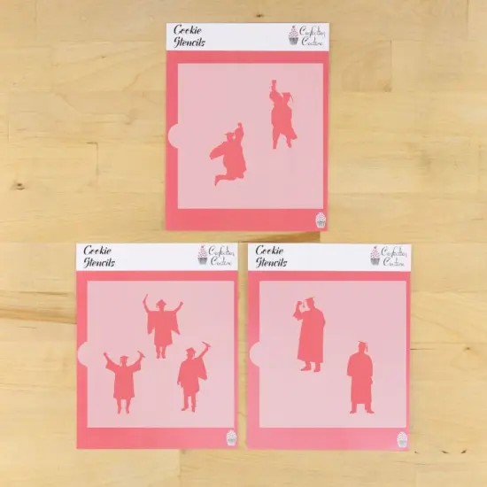 Male Graduate Silhouette 3 Piece Cookie Stencil Bundle {1}